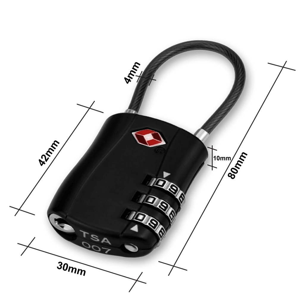 3 Digit Combination Bag Lock - TSA Approved