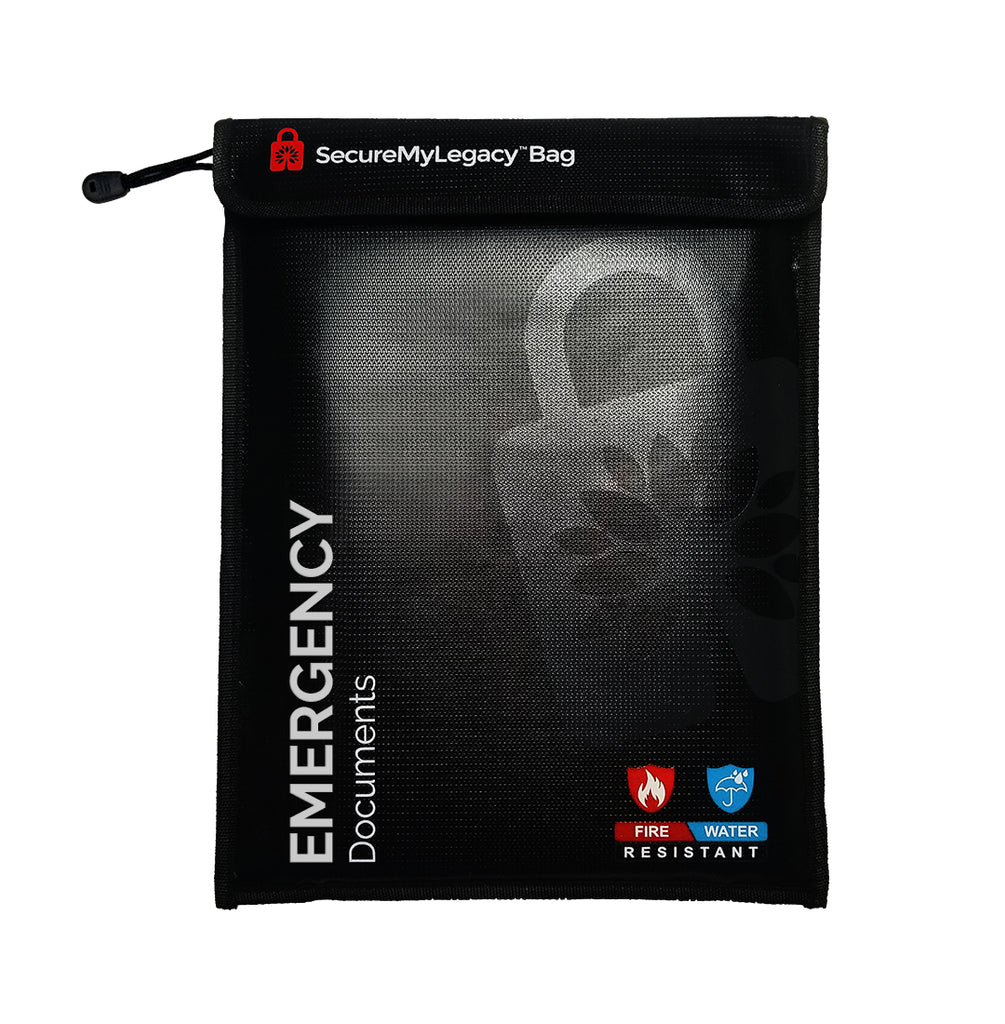 Fireproof Water-Resistant Bag - Emergency Documents (Black 15 x 11")