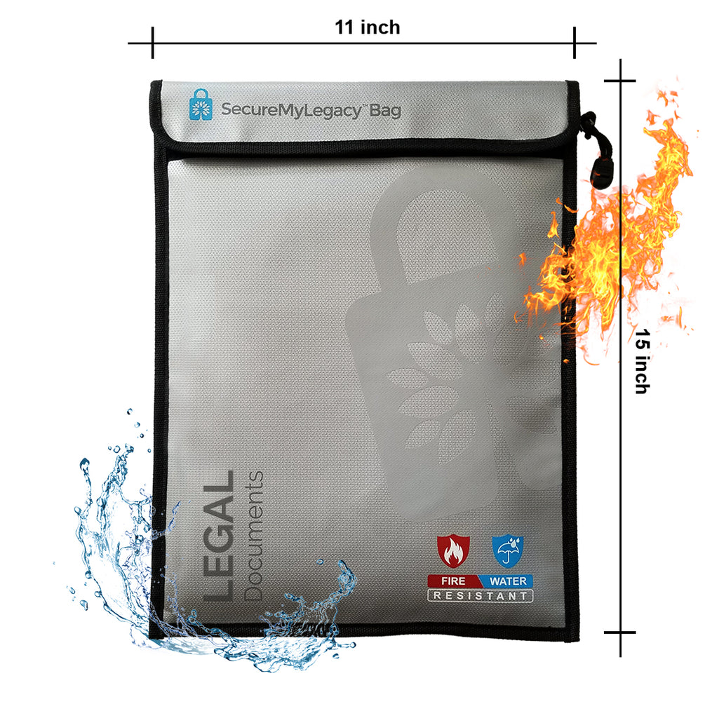 Secure My Legacy Water-Resistant & Fireproof Document Bag for Legal Documents (11 in x 15 in)
