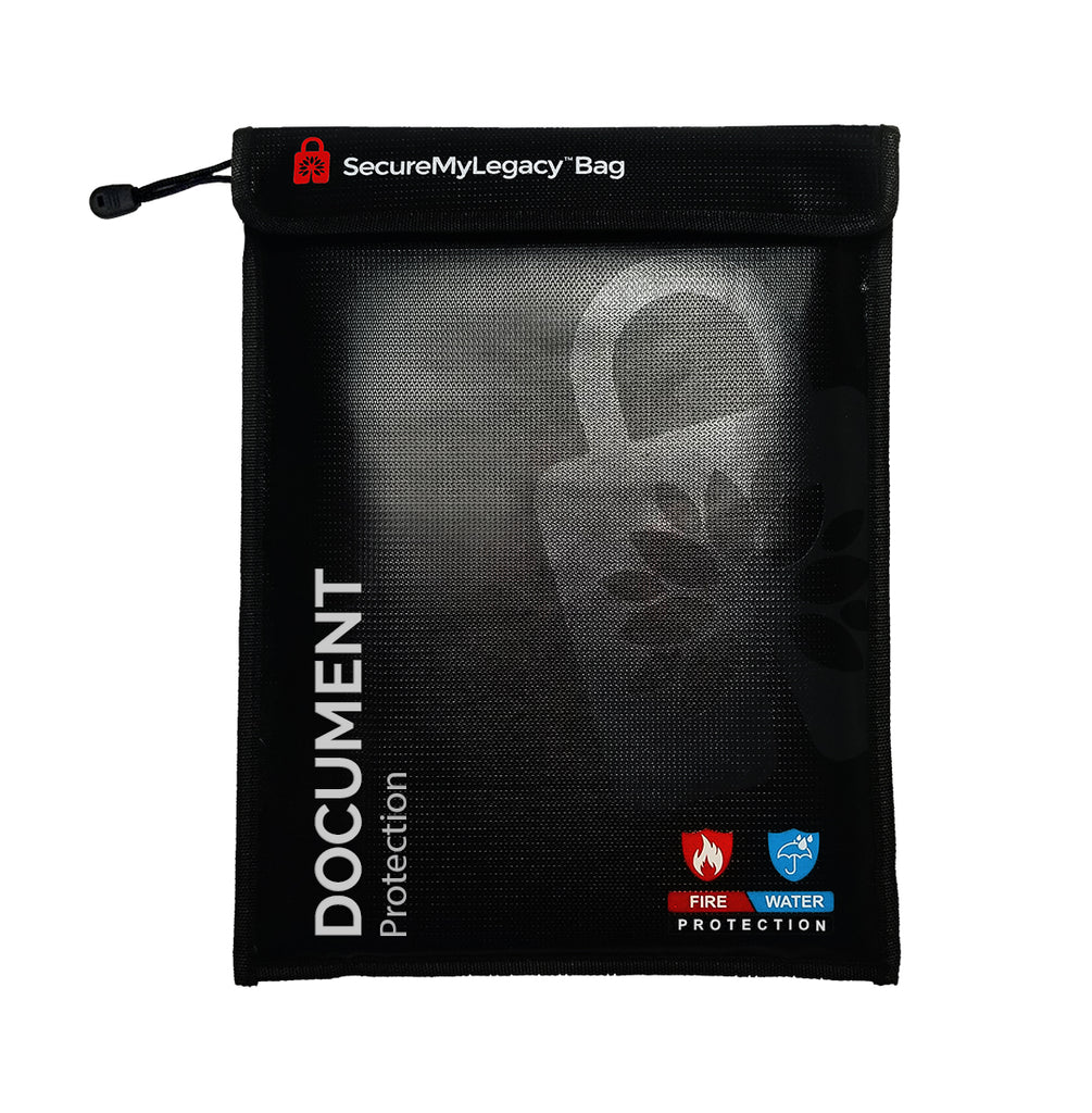 Fireproof Water-Resistant Bag - Document Protection (Black 15 x 11")