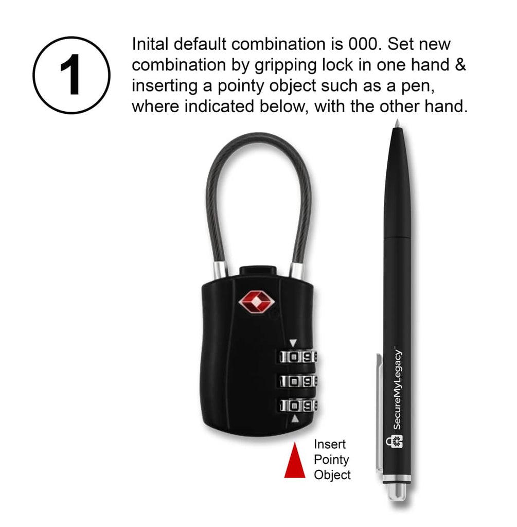 3 Digit Combination Bag Lock - TSA Approved