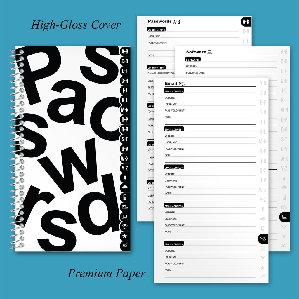 Passwords Log Book (white)