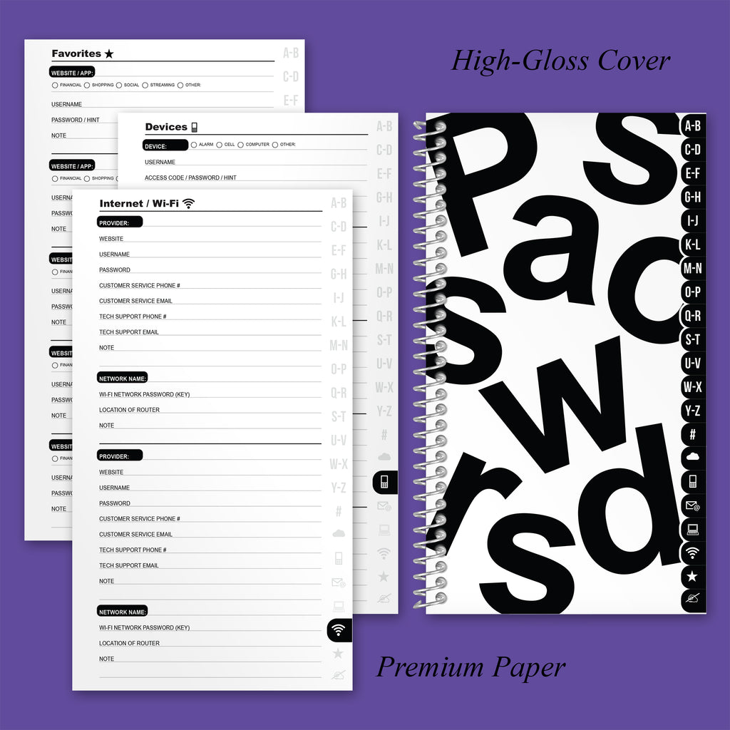 Passwords Log Book (white)