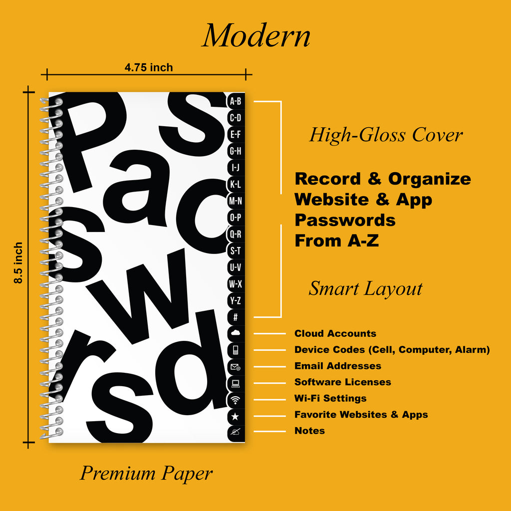 Passwords Log Book (white)