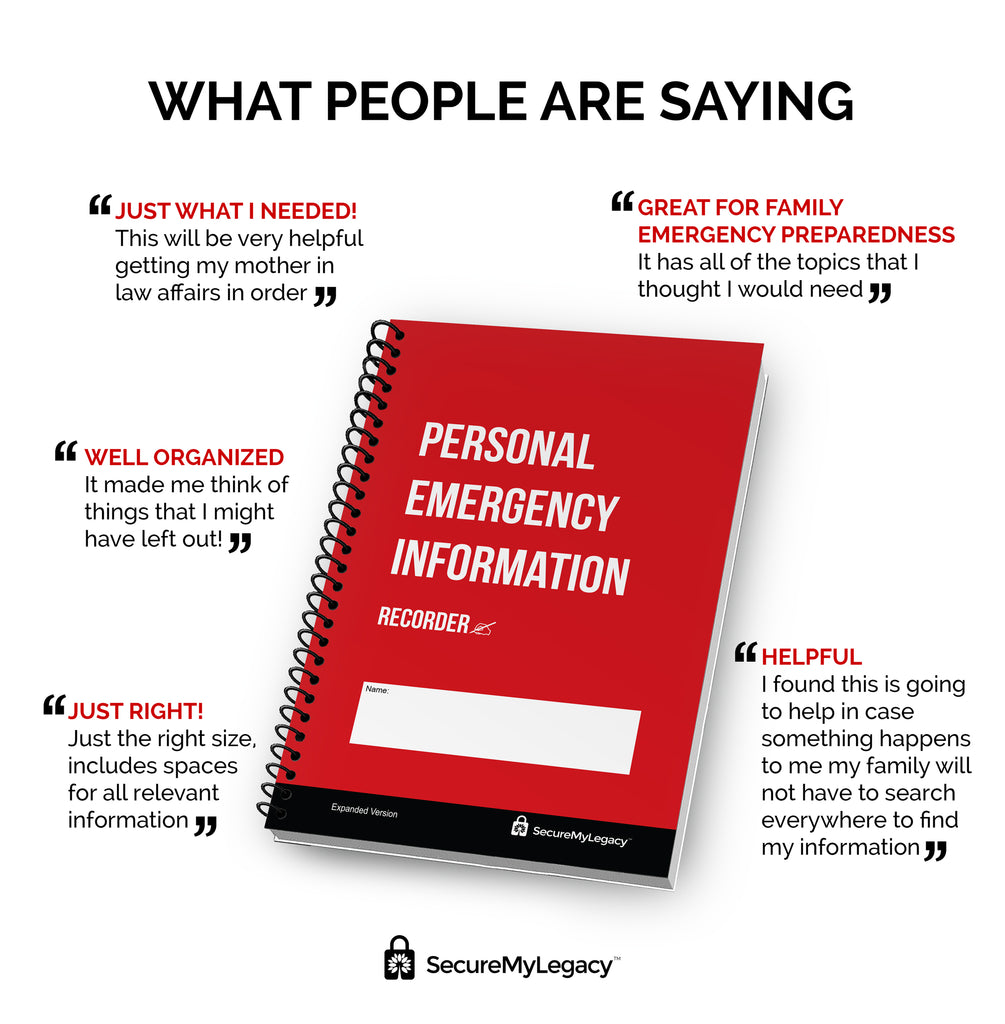 Personal Emergency Information Recorder (Red) w/ Emergency Information Wallet Card