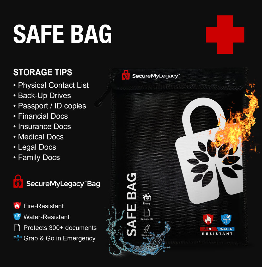 Fireproof Water-Resistant Bag - Safe Bag (Black 15 x 11")