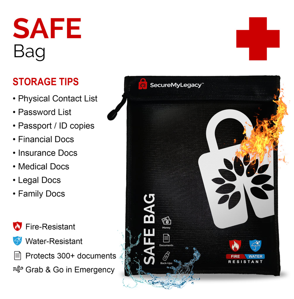 Fireproof Water-Resistant Bag - Safe Bag (Black 15 x 11")