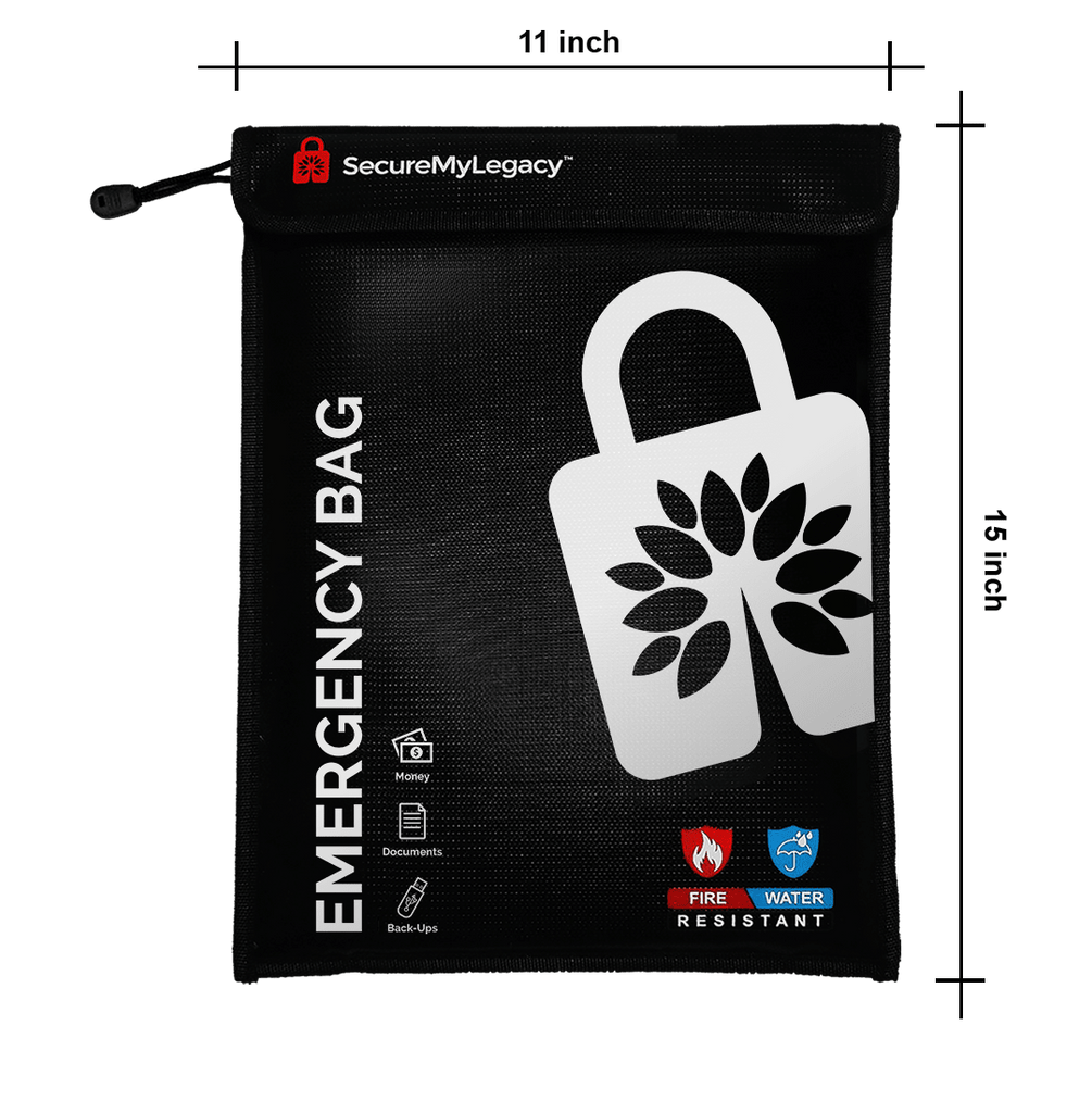 Fireproof Water-Resistant Bag - Emergency Bag (Black 15 x 11")