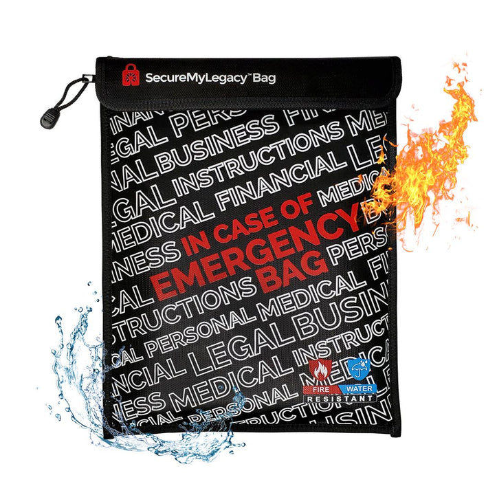 Fireproof Water-Resistant Bag - In Case of Emergency (Black 15 x 11")