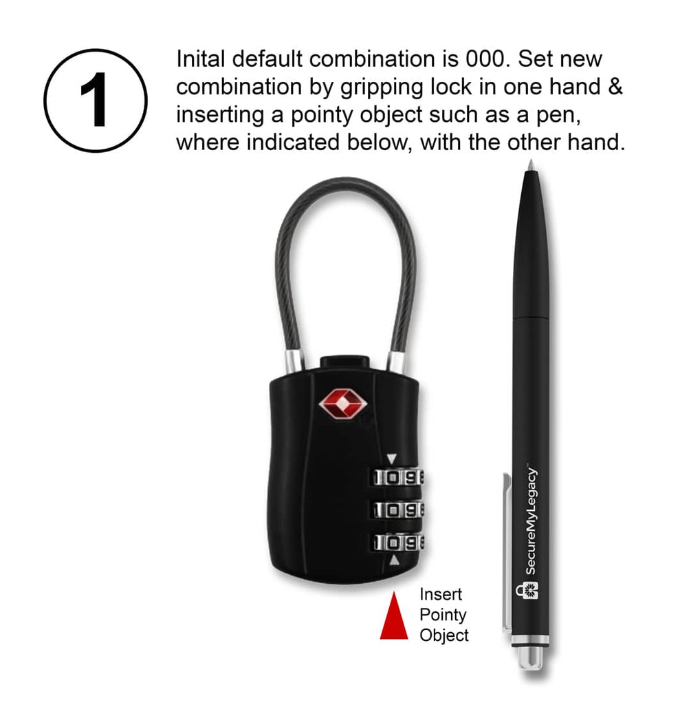 3 Digit Combination Bag Lock - TSA Approved – Secure My Legacy