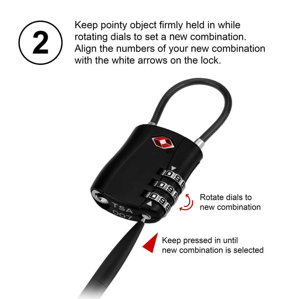 3 Digit Combination Bag Lock - TSA Approved