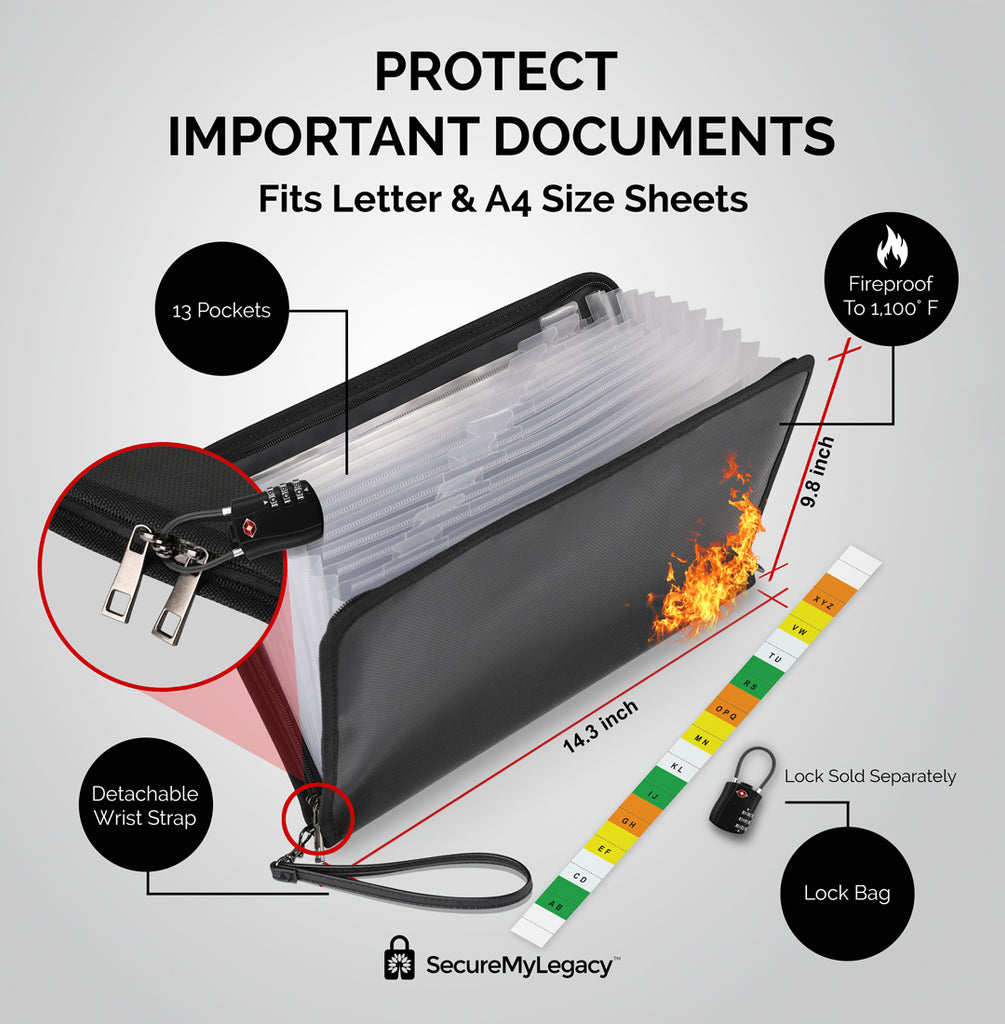 Fireproof File Folder - 13 Pockets